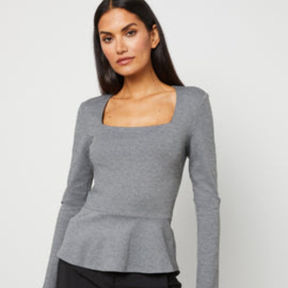 BCBGMAXAZRIA Long Sleeve Peplum Top